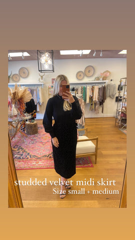 Dot Velvet Midi Skirt