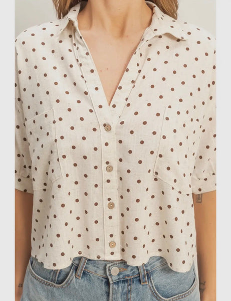 Polka Dot Button Up Top