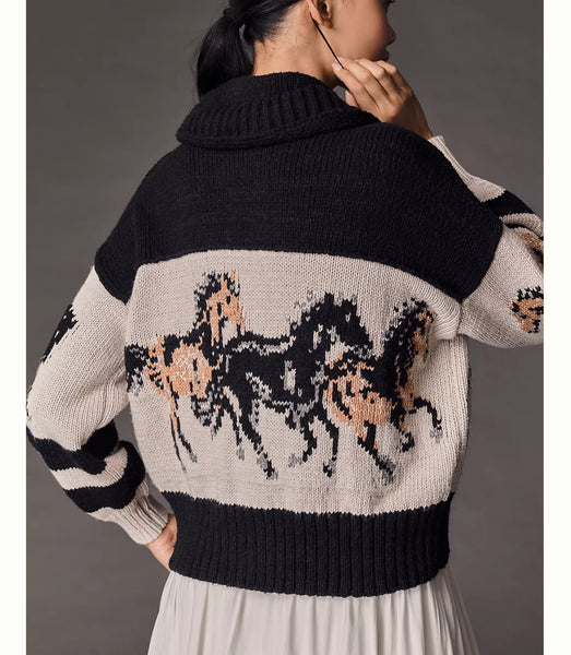 Horse Graphic Cardi Sweater