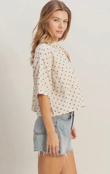 Polka Dot Button Up Top