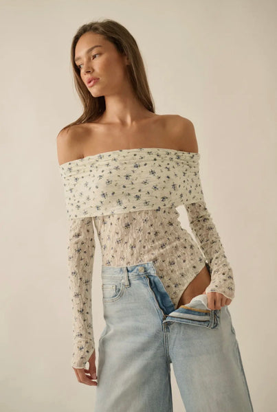 Floral Print Off Shoulder Bodysuit