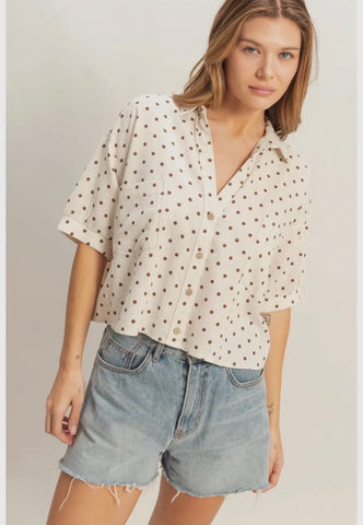 Polka Dot Button Up Top